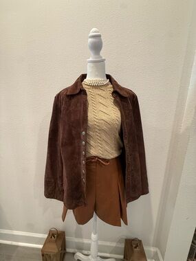 Live a Little Chocolate Brown Suede Button Jacket( only jacket )